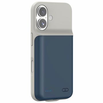 Husă Cu Baterie Externă iPhone 16 - 7000mAh - Albastru Închis / Gri