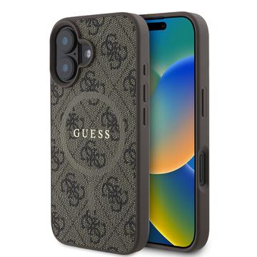 Husă inelară colorată Guess 4G iPhone 16 - Compatibil MagSafe - maro