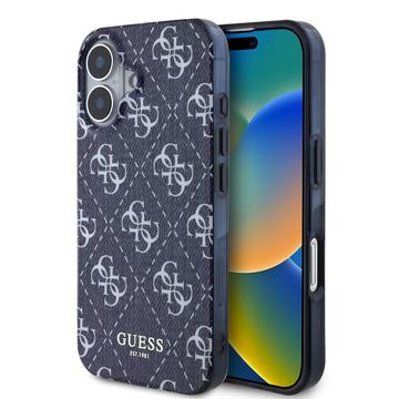 Husă iPhone 16 Guess IML Denim Effect - compatibilă cu MagSafe - albastru închis