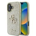 Husă iPhone 16 Plus - Guess Fixed Glitter 4G Metal Logo - Auriu