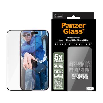 Protecție de ecran iPhone 16 Plus/15 Plus PanzerGlass Ceramic Protection Ultra-Wide Fit EasyAligner - 9H - Marginea neagră