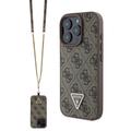 Husă iPhone 16 Pro cu Curea Crossbody - Guess 4G Strass Triangle Metal Logo