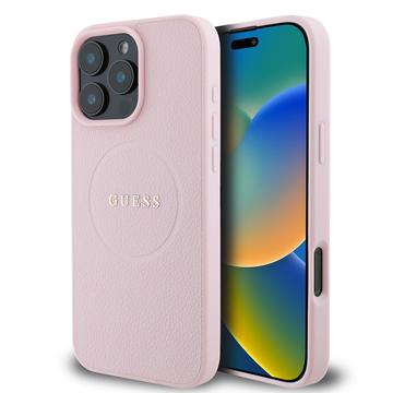 Husă Hybrid iPhone 16 Pro Guess Grained Classic Logo - compatibil MagSafe