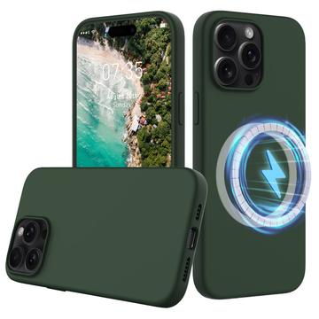 Husă Silicon Liquid iPhone 16 Pro - Compatibila MagSafe - Verde Închis