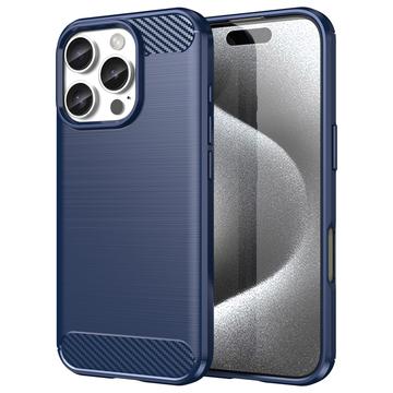 Husă TPU Brushed iPhone 16 Pro Max - Fibră de Carbon - Albastru