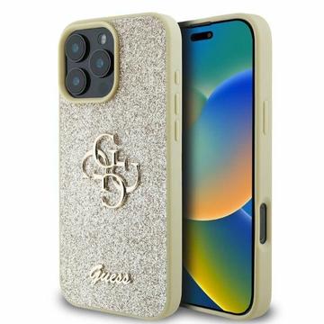 Husă iPhone 16 Pro Max - Guess Fixed Glitter 4G Metal Logo - Auriu