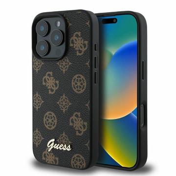 Husă iPhone 16 Pro Max Guess Peony Script - compatibilă cu MagSafe - Negru