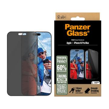 Geam Protecție Ecran iPhone 16 Pro Max - PanzerGlass Ultra-Wide Fit Privacy EasyAligner - Marginea neagră