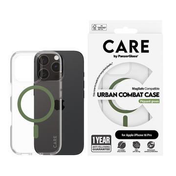 iPhone 16 Pro Carcasă PanzerGlass Care Transparent Urban Combat - compatibilă cu MagSafe - verde