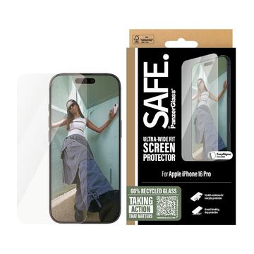 Protector de ecran din sticlă temperată iPhone 16 Pro PanzerGlass Safe Ultra-Wide Fit - 9H - Transparent