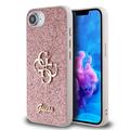 Husă iPhone 16e - Guess Fixed Glitter 4G Metal Logo - Roz