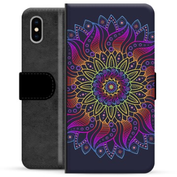 Husă Portofel Premium - iPhone X / iPhone XS - Mandala Colorată