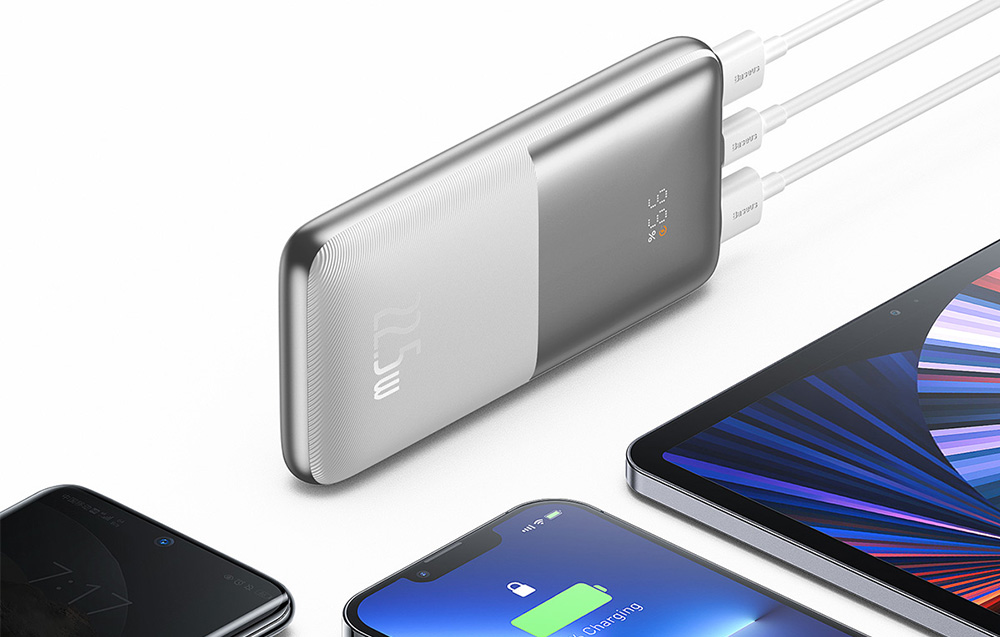 Baseus Bipow Pro Digital Display Fast Charge Power Bank 10000mAh/22.5W - 2xUSB, USB-C - Alb