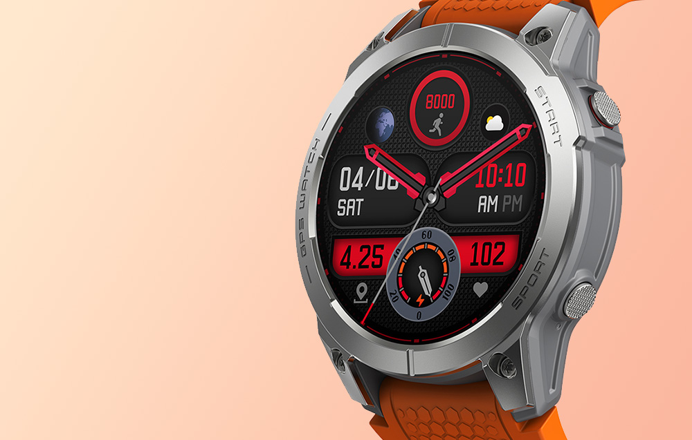 Zeblaze Stratos 3 Smartwatch cu GPS, ecran Ultra HD AMOLED - Orange